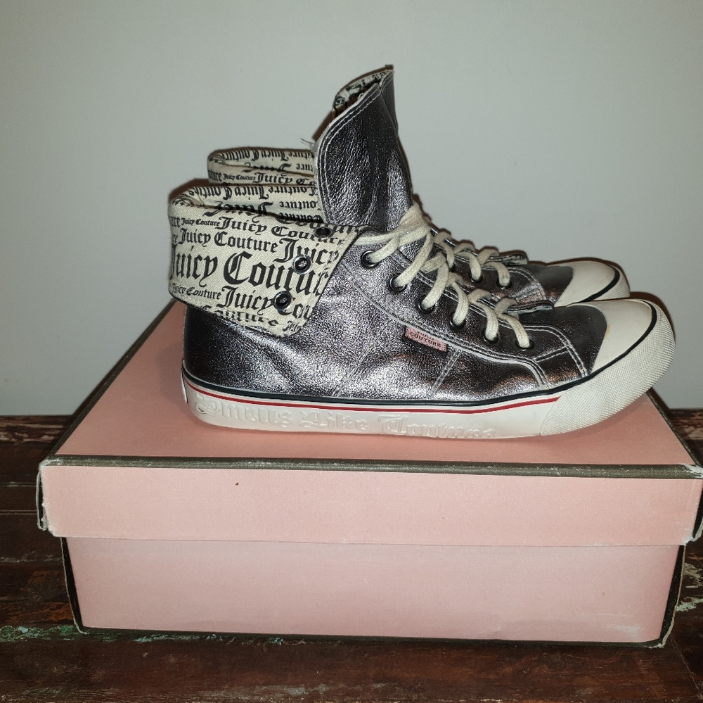 Juicy Couture Metallic Silver Leather High Tops - Picture 5 of 11